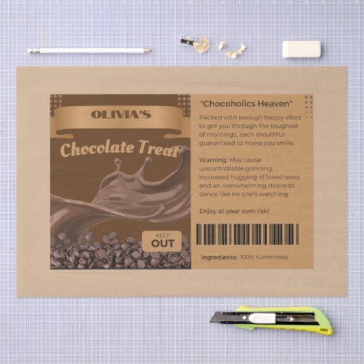 FUNNY Chocoholics Named Chocolate Leckereien Goody Seidenpapier (Handwerk)