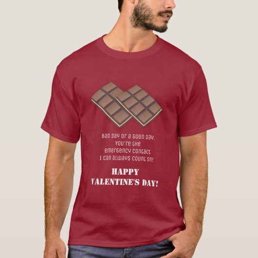 Funny Chocolate Bar Valentine's Day Message Card T-Shirt (Vorderseite)