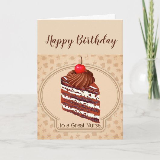 Funny Chocolate Cake Great Nurse Birthday Card Karte (Vorderseite)