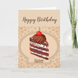 Funny Chocolate Cake Sister Birthday Card Karte