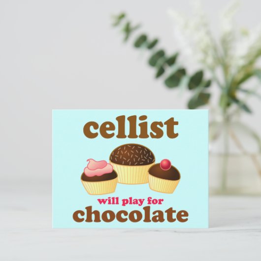 Funny Chocolate Cello Postcard Postkarte (Stehend Vorderseite)