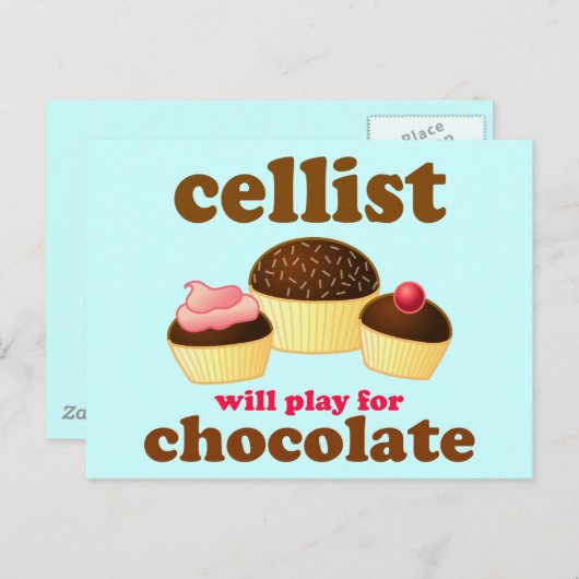 Funny Chocolate Cello Postcard Postkarte (Vorne/Hinten)