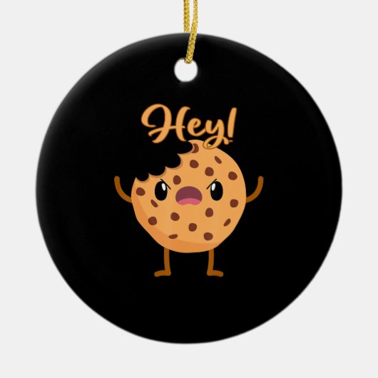 Funny Chocolate Chip Cookie Ein Biss aus dem Haus  Keramik Ornament (Vorne)