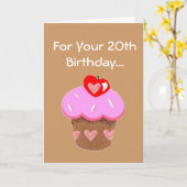 Funny Chocolate Cupcake 20. Geburtstag Karte (Gelbe Blume)