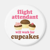 Funny Chocolate Cupcakes Flight Attendant Magnet (Vorne)