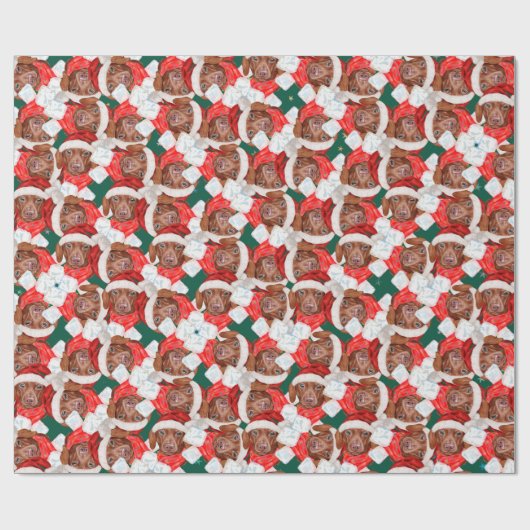Funny Chocolate Dackel Weihnachtsmuster Geschenkpapier (Flach)