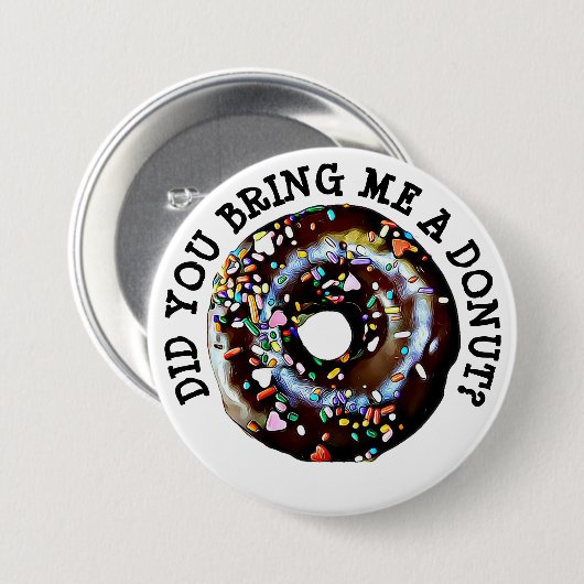 Funny Chocolate Donut Doughnut Button (Vorne & Hinten)