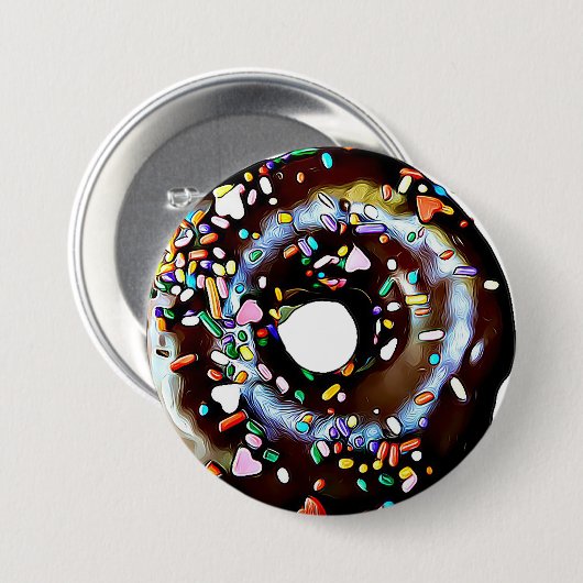 Funny Chocolate Donut Doughnut Button (Vorne & Hinten)