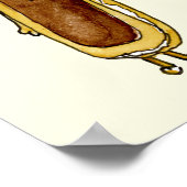 Funny Chocolate Eclair Quirky Cake Cartoon Art Poster (Ecke)