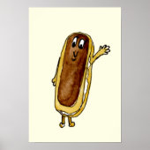 Funny Chocolate Eclair Quirky Cake Cartoon Art Poster (Vorne)
