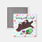 Funny Chocolate Labrador Cartoon Polka Dot Magnet (Vorderseite/Rückseite)