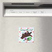 Funny Chocolate Labrador Cartoon Polka Dot Magnet (In Situ (Geschirrspüler))