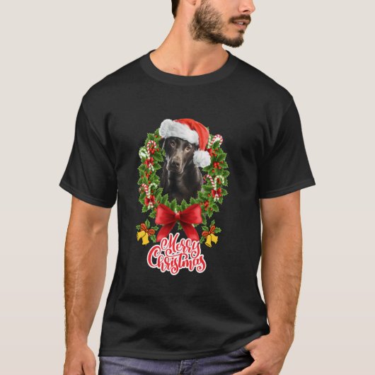 Funny Chocolate Labrador Hund Frohe Weihnachts-Par T-Shirt (Vorderseite)