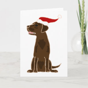Funny Chocolate Labrador Retriever Christmas Art Feiertagskarte