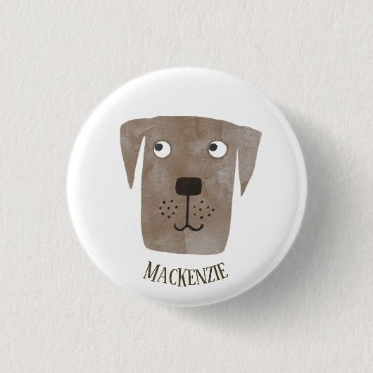 Funny Chocolate Labrador Retriever Dog Individuell Button (Vorderseite)