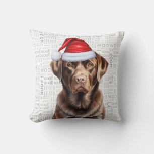 Funny Chocolate Labrador Retriever Dog Weihnachten Kissen