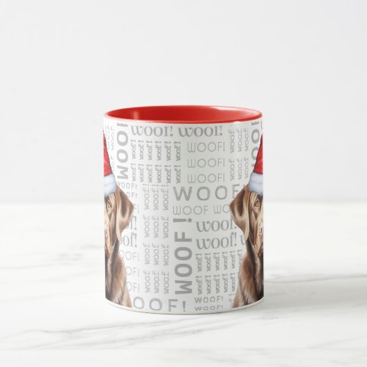 Funny Chocolate Labrador Retriever Weihnachten Tasse (Zentrum)