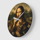 Funny Chocolate Mona Lisa Große Wanduhr (Winkel)