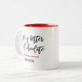 Funny Chocolate Thema Zweifarbige Tasse (Vorderseite Links)
