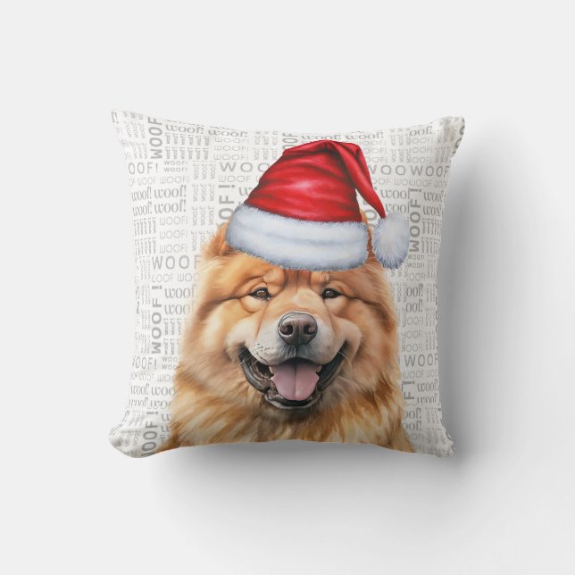 Funny Chow Chow Dog Wasserfarbe Weihnachten Kissen (Vorderseite)