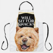 Funny Chow Hund sitzt für Snacks Aquarellkunst Schürze (Vorderseite)