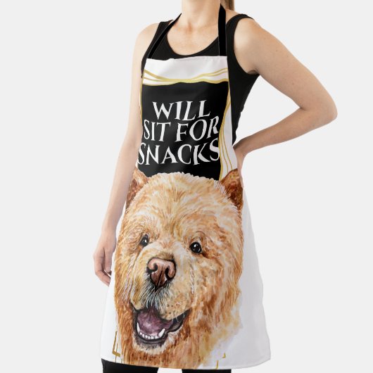 Funny Chow Hund sitzt für Snacks Aquarellkunst Schürze (InSitu)