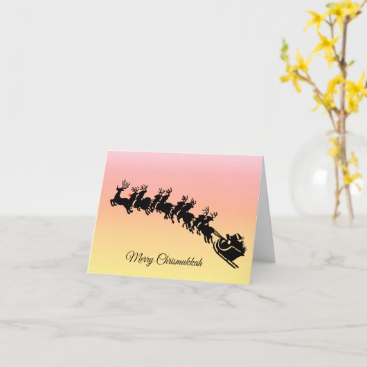 Funny Chrismukkah Card Jewish Rudolph Sleigh Karte (Gelbe Blume)