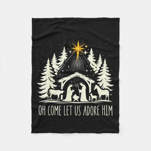 Funny Christian Christmas Jesus Oh Come Let Us Ado Fleecedecke (Vorderseite)