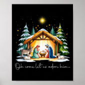 Funny Christian Christmas Jesus Oh Come Let Us Ado Poster (Vorne)