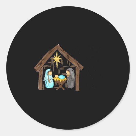 Funny Christian Christmas Jesus Oh Come Let Us Ado Runder Aufkleber (Vorderseite)