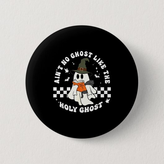 Funny Christian Ghost With Bible Retro Catholic Cu Button (Vorderseite)