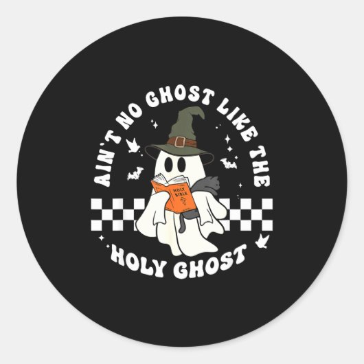 Funny Christian Ghost With Bible Retro Catholic Cu Runder Aufkleber (Vorderseite)