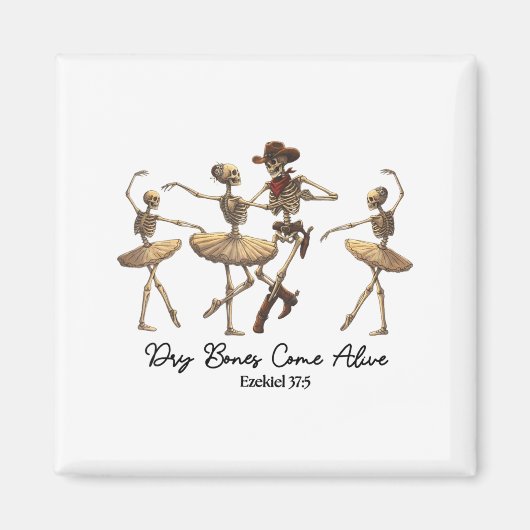 Funny Christian Halloween Ballet Cowboy Skeleton P Magnet (Vorne)