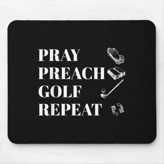Funny Christian Pray Preach Golf Repeat Pastor Min Mousepad (Vorne)