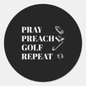 Funny Christian Pray Preach Golf Repeat Pastor Min Runder Aufkleber (Vorderseite)