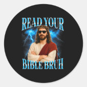 Funny Christian Read Your Bible Bruh  Runder Aufkleber (Vorderseite)