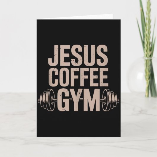 Funny Christian Workout Jesus Coffee Gym Barbell C Karte (Vorderseite)