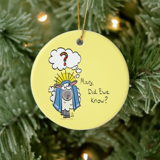 Funny Christlich Christmas Niedliche Schafe Keramik Ornament (Baum)