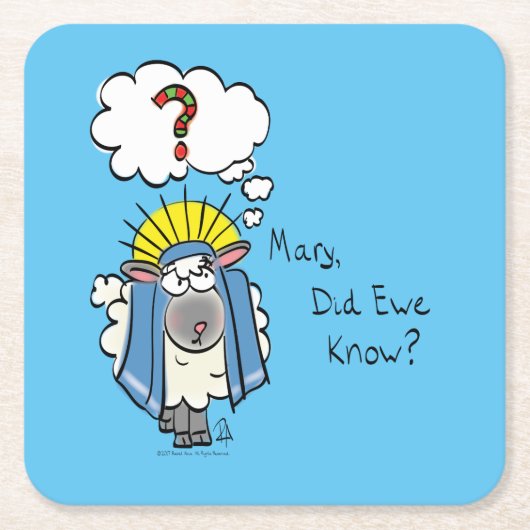 Funny Christlich Christmas Niedliche Schafe Rechteckiger Pappuntersetzer (Vorderseite)