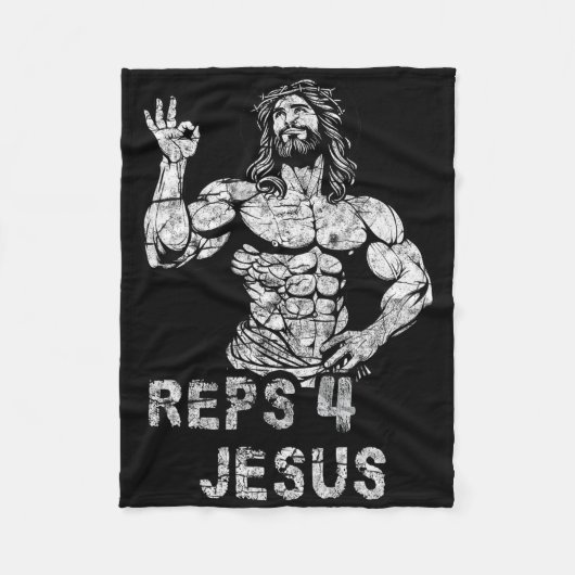 Funny Christlich Revers 4 Jesus Funny Workout Body Fleecedecke (Vorderseite)