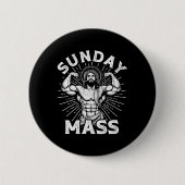 Funny Christlich Sunday M Bodybuilder Gym Jesus Mo Button (Vorderseite)