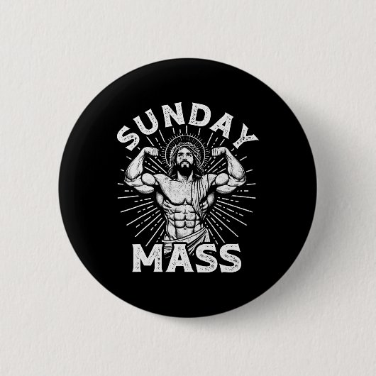 Funny Christlich Sunday M Bodybuilder Gym Jesus Mo Button (Vorderseite)