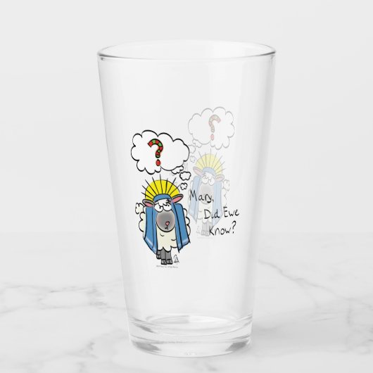 Funny Christlich Weihnachten Niedliche Schafe Cart Glas (Vorderseite)
