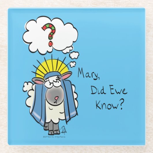 Funny Christlich Weihnachten Niedliche Schafe Cart Glasuntersetzer (Vorderseite)