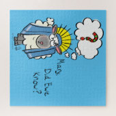 Funny Christlich Weihnachten Niedliche Schafe Cart Puzzle (Horizontal)