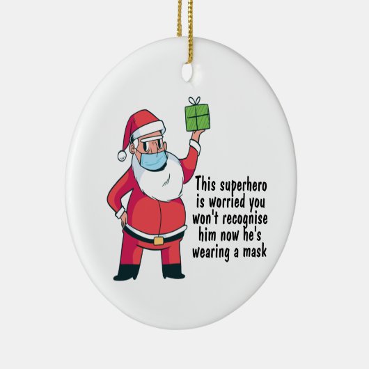 FUNNY Christmas 2020 Ornament Santa in FAcemask (Rechts)