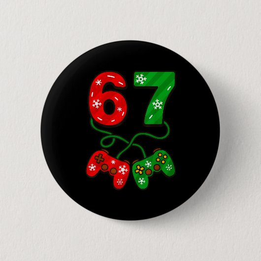 Funny Christmas 67 Meme Six Seven Video Games Game Button (Vorderseite)