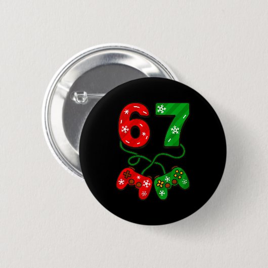 Funny Christmas 67 Meme Six Seven Video Games Game Button (Vorne & Hinten)