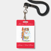 Funny Christmas Abzeichen mit Snowman Surfer Ausweis (Rückseite mit Schlüsselband)