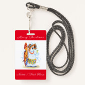 Funny Christmas Abzeichen mit Snowman Surfer Ausweis (Rückseite mit Schlüsselband)